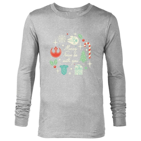 Star Wars Merry The Force Be With You - Long Sleeve T-Shirt for Men - Customized-Athletic Heather