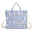 thumbnail image 7 of FORMRS Womens Corduroy Tote Bag Crossbody Shoulder Purse Handbag with Detachable Strap, Blue Cartoon Rabbit Pattern, 7 of 7