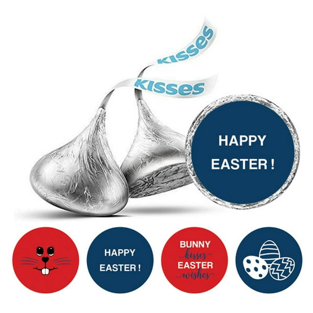 Darling Souvenir Easter Theme Stickers ForChocolateChocolate Labels 190 Pcs DIY-Red & Navy Blue