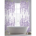 thumbnail image 5 of Purple Lavender Sheer Curtains for Living Room Bedroom, Pastoral Flowers Leaf Idyllic Plants Light Filtering Sheer Curtains, Rod Pocket Voile Window Drapes, 2 Panels Set 52"x 96", 5 of 7