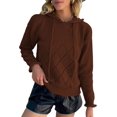 thumbnail image 1 of Pull à Capuche pour Femmes, Décontracté, Boutonné, Col en V, Manches Longues, Tricoté, Henley, 1 of 7