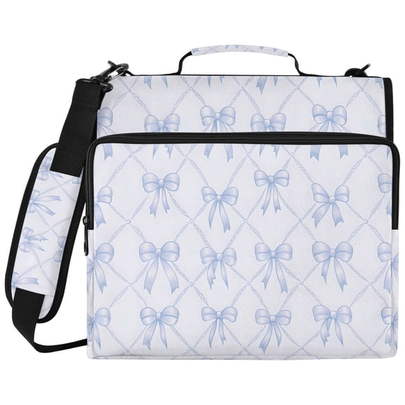 ALAZA Zipper Binder Bows Checkered Blue Pattern 2 inch 3 Ring 500 Sheet Capacity Trapper Keeper File Folder Organizer Bag