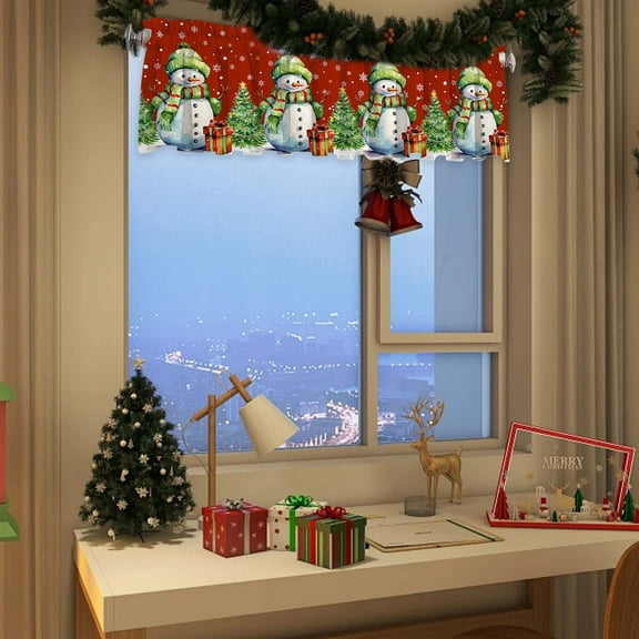 Meggemo 53.9x17.9 Inch Christmas Valance Festive Window Treatment Soft Decor for Living Room Bedroom Home Holiday Season Christmas Party Atmosphere Enhancer