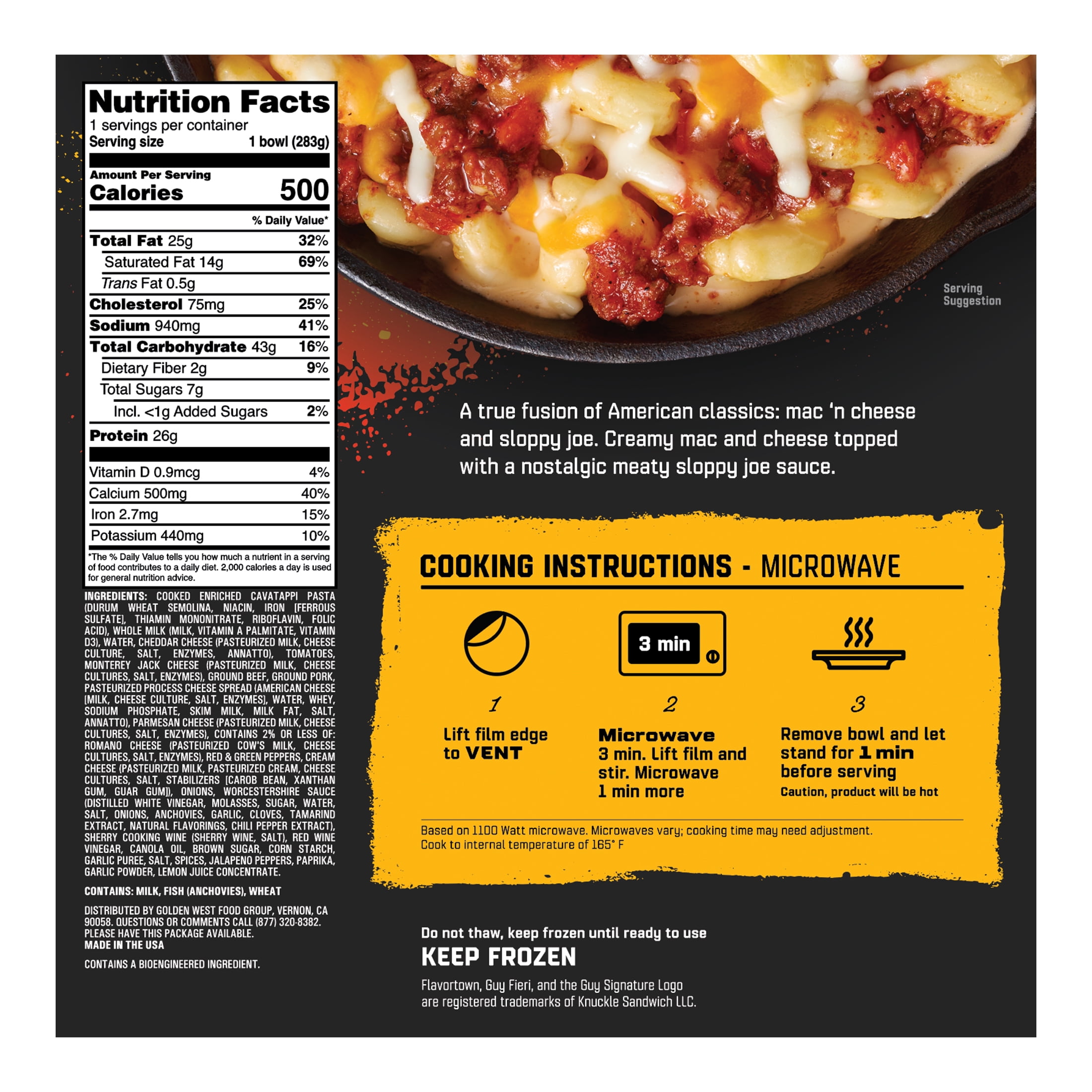 Guy Fieri's Flavortown Sloppy Joe Mac & Cheese, Frozen Meals, 10 oz