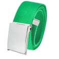 thumbnail image 1 of All Sizes Men's Golf Belt in 1.5 Polished Silver Flip Top Buckle with Adjustable Canvas Web Belt Small Kelly Green, 1 of 2
