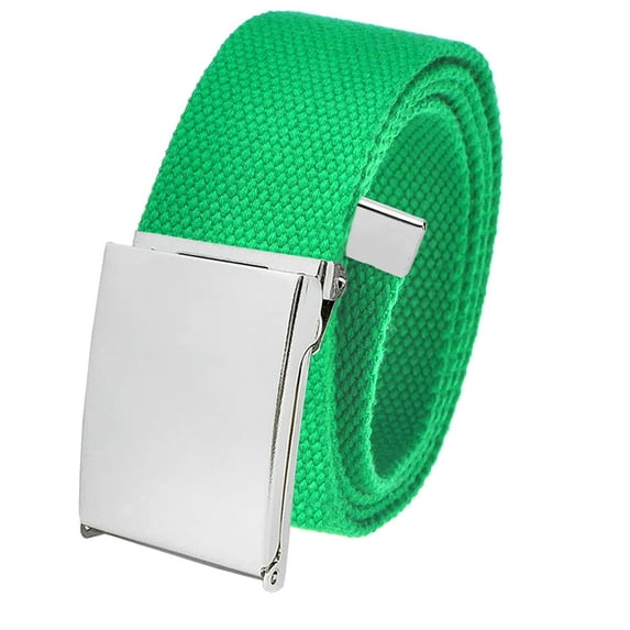 All Sizes Men's Golf Belt in 1.5 Polished Silver Flip Top Buckle with Adjustable Canvas Web Belt Small Kelly Green