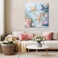 thumbnail image 5 of Coastal Beach Wall Art Painting on Canvas, Summer Starfish Nautical Shell Ocean Canvas Art Home Prints Wall Art Framed Modern Artwork for Living Room Bedroom Wall Decor 8x8in, 5 of 9