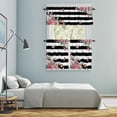 thumbnail image 5 of Pink Flowers Kitchen Curtains Sets for Windows 24 Inch Length, Spring Floral Butterflies Black White Striped Farmhouse Rod Pocket Window Treatments Tier Curtains and Valances Set for Bedroom/Bathroom, 5 of 8