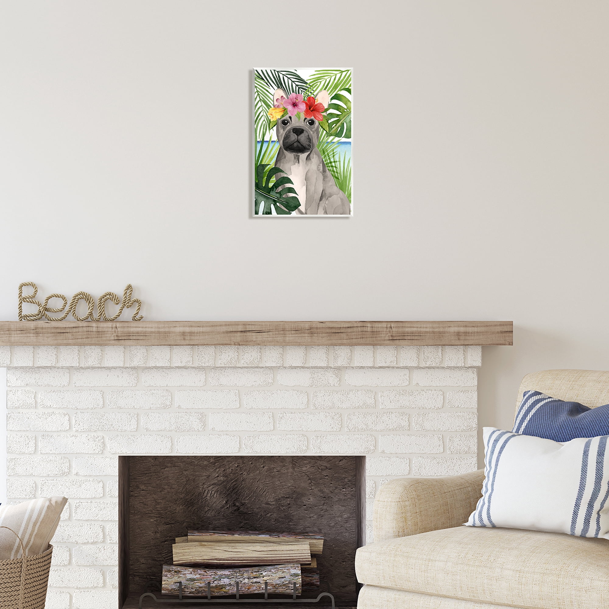 Stupell Industries Tropical French Bulldog Animals & Insects Painting Unframed Art Print Wall Art, 10 x 15
