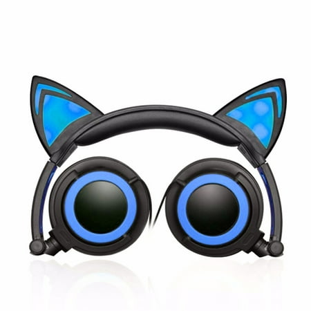 Jamsonic LED Light Up Foldable Cat Ear Headphones use for Phones, PC, MP3, MP4