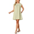 thumbnail image 4 of INSPIRE CHIC Women's Summer Short Tank Dress Cap Sleeve Crewneck Casual Ruched Sundress Loose Shift Tunic Mini Dresses L Light Green, 4 of 6