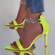 thumbnail image 1 of Sandalias de tacón alto con cadena en el tobillo y punta abierta con boca de pescado verde fluorescente para banquete para mujer Wmkox8yii nm2682, 1 of 5