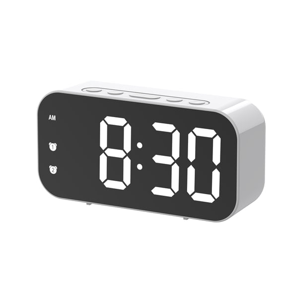 Reloj despertador digital Seitruly pantalla LED Electrónica 12/24H Alarmas duales Función repetición blanco