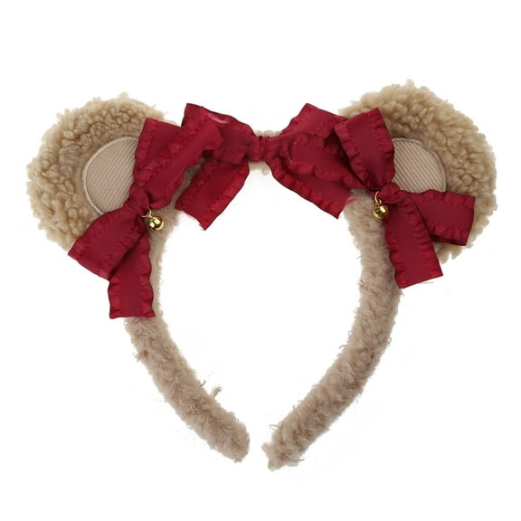 Plush Bear Ears Headband for Women Girls Cute Bowknot Headwear Party Favor Costume Accessory for Halloween Christmas