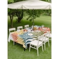thumbnail image 3 of Outdoor Tablecloth with Umbrella Hole & Zipper, Orange Green Yellow Palm Leaves Rectangle Tablecloth 52x70 Inch, Summer Botanical Tropical Leaf Patio Table Cover Waterproof Table Cloth for Picnic, 3 of 7