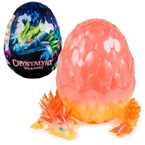 CrystaLynx Dragons, 12.5-inch Articulated Dragon Figure & Display Egg (Styles Vary)