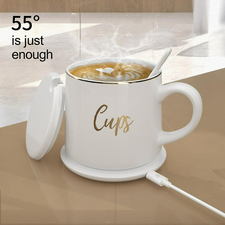 Coffee Mug Warmer with Wireless Charger for Desk,Heated Coffee Mug with 15W  Wireless Charging,USB Auto Shut Off Tea Warmer