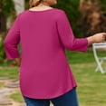 thumbnail image 5 of Dwralegc Plus Size Tops for Women Crewneck Tunic Basic Blouses with Leggings 3/4 Sleeve Spring 2026 Tops Plus Size Dressy Flowy Clothes Hot Pink 4XL, 5 of 5