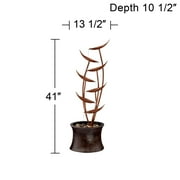 Ashton Tiered Copper Leaves 41 High Large Modern Indoor Outdoor Decor Resin Floor Fountain Outside Garden Patio