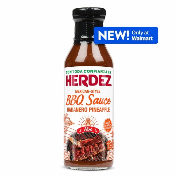 HERDEZ Habanero Pineapple Mexican-Style BBQ Sauce Hot, 12oz Glass Bottle