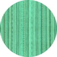 thumbnail image 1 of Ahgly Company Machine Washable Indoor Round Abstract Turquoise Blue Modern Area Rugs, 5' Round, 1 of 4