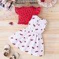 thumbnail image 4 of Bovxnpu Toddler Girl Clothes, Kid Sleeveless Dress and Short Sleeve Ruffled Cardigan Outfits Set, Baby Girl Cute Heart Coat + Small Floral Dress Casual Suit 18 Months, 4 of 4