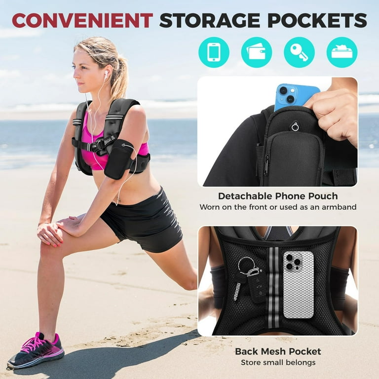 Weighted Vest, Weight Vest with Detachable Phone Pouch, Rucking