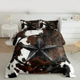 thumbnail image 2 of Manfei Black Texas Stars 3-Piece Full Size Comforter Sets for Teens Children Kids,Retro Cattle Print Bedding Comforter Set,Vintage Western Theme Lightweight Bedding Sets, 2 of 8