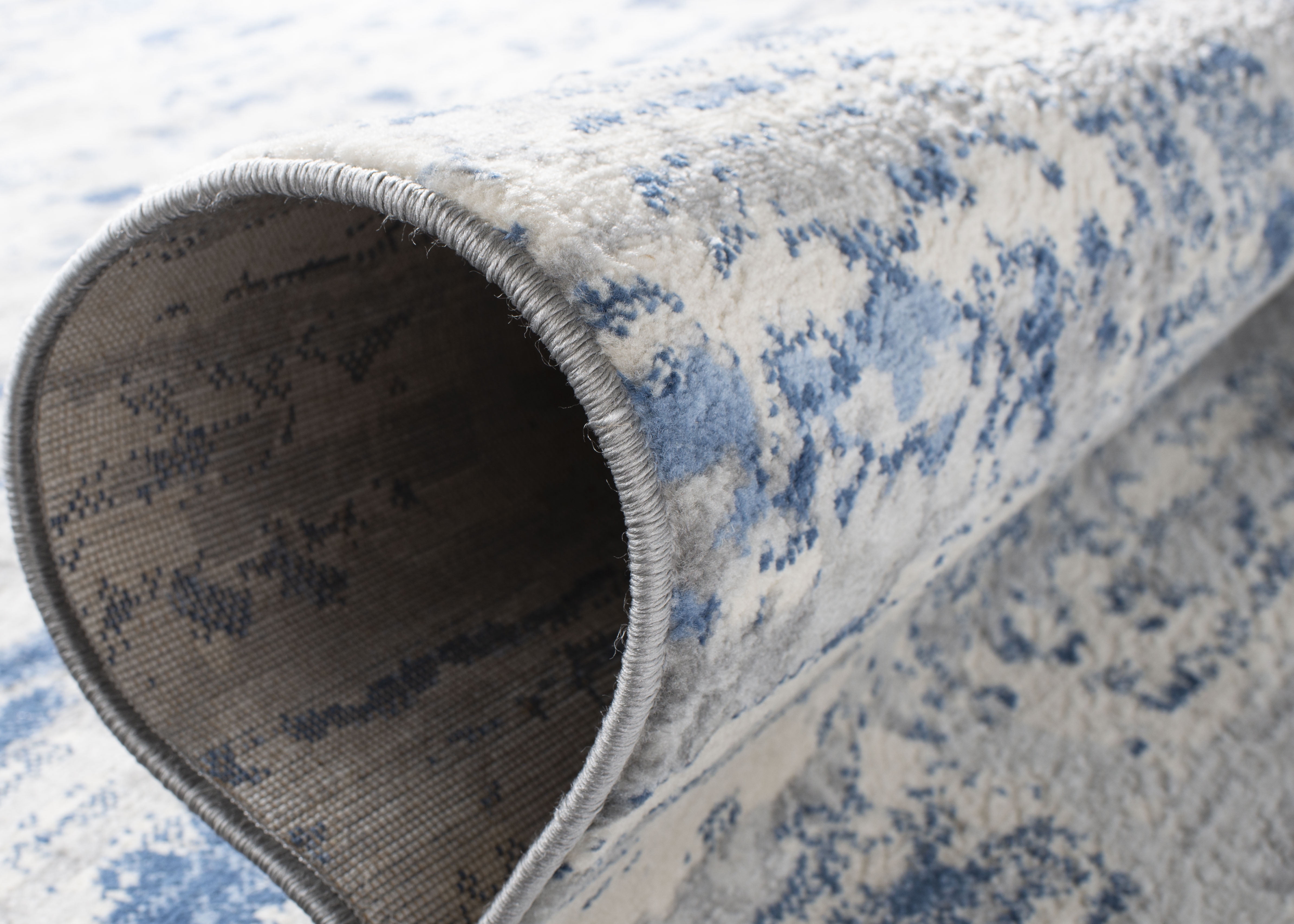 SAFAVIEH Jasper Brandt Abstract Overdyed Runner Rug, Ivory/Blue, 2' x 10'