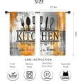 thumbnail image 2 of Burnt Orange Kitchen Curtains Short Small Funny Quotes Farmhouse Wooden Plank Wood Knife and Spoon Rod Pocket Black White Bedroom Living Room Treatment Fabric 2 Panels 27.5Wx39H Inch, 2 of 6