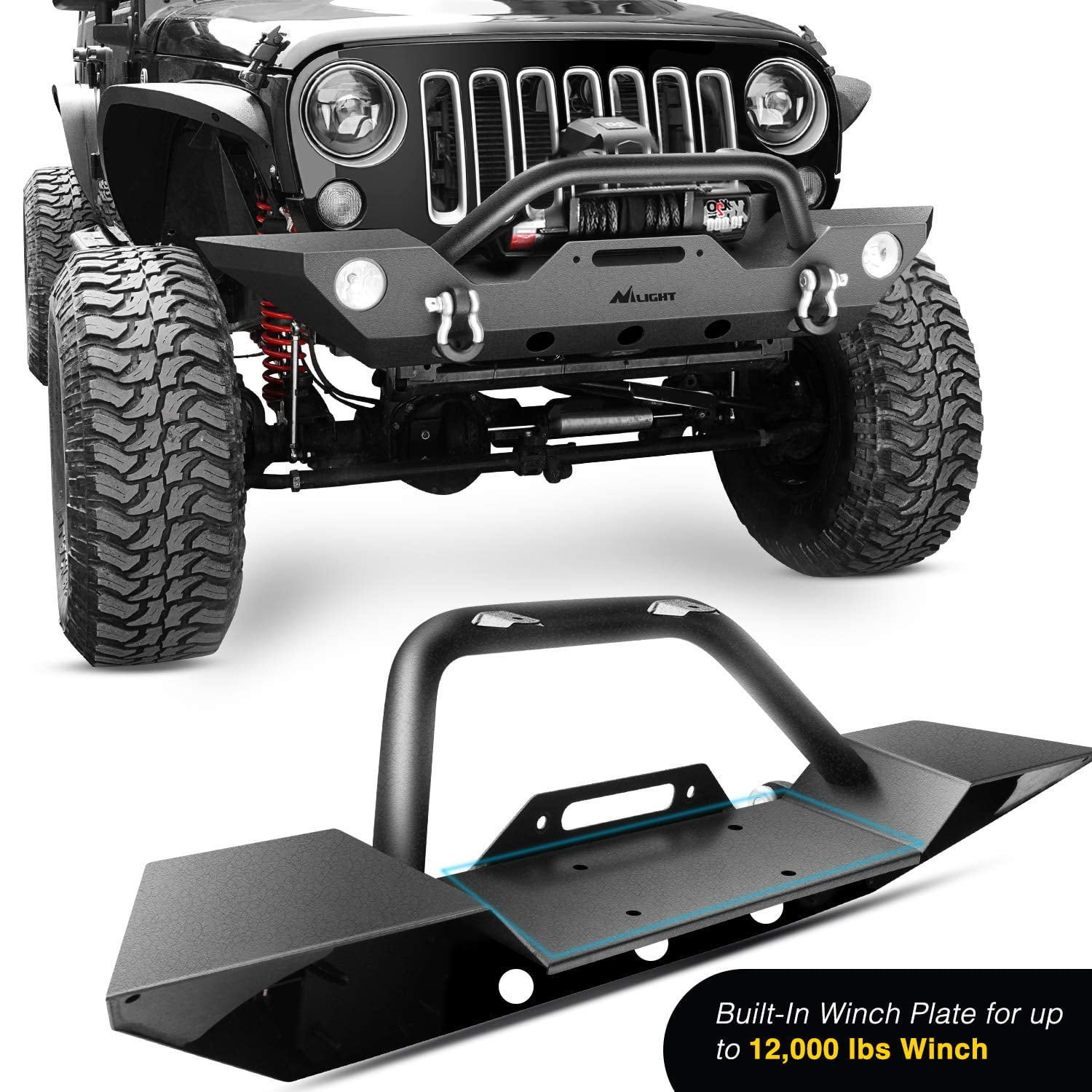 Nilight JK-50A Front Bumper Compatible for 07-18 Jeep Wrangler JK