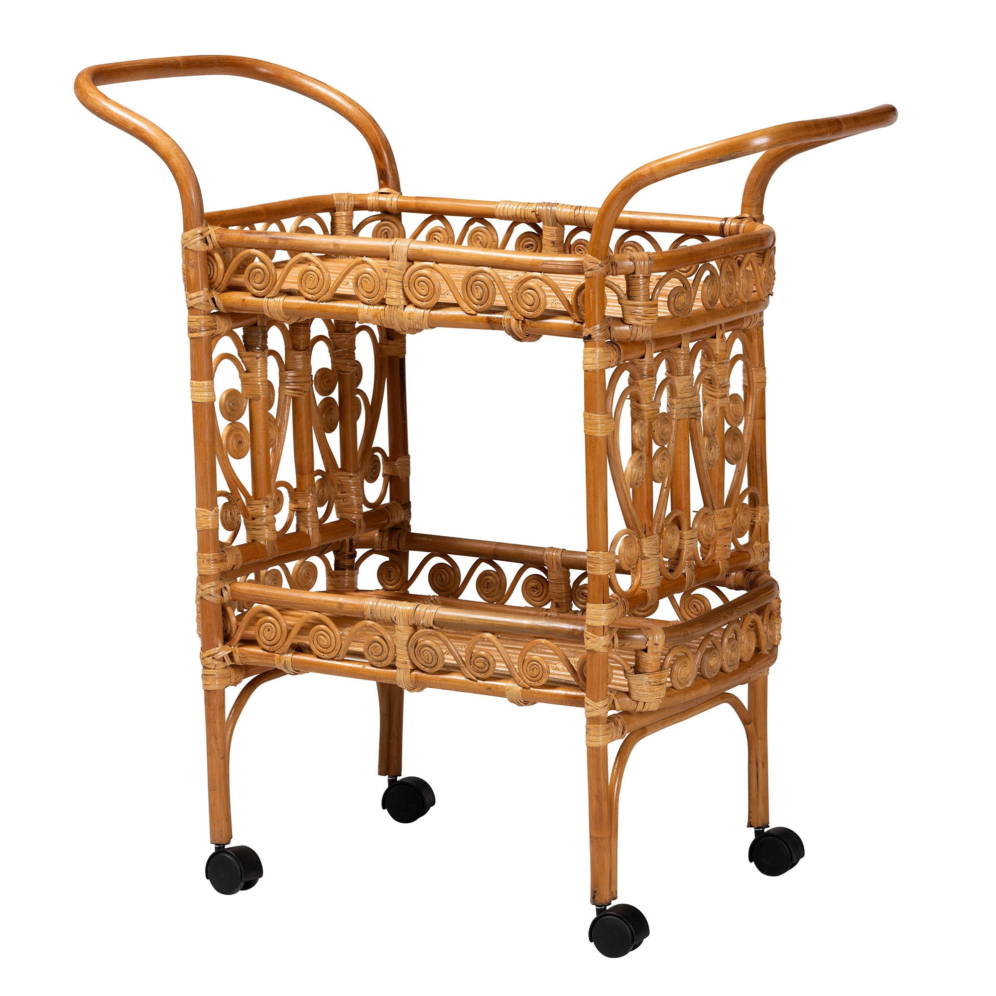 Bali & Pari Diwata Rattan BOHO Kitchen Cart, Natural Brown