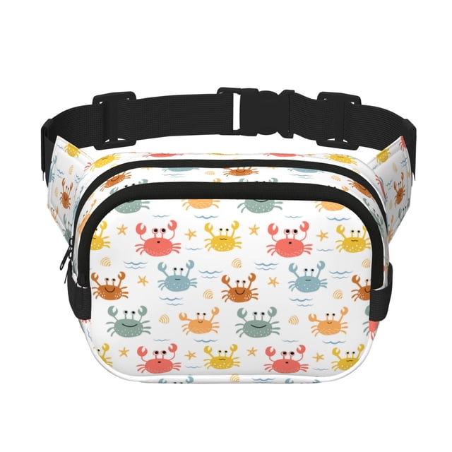 Balery Colorful Crabs Mochila Cinturón para Mujeres y Hombres, Bolsa de Cintura Impermeable de Doble Capa con Correa