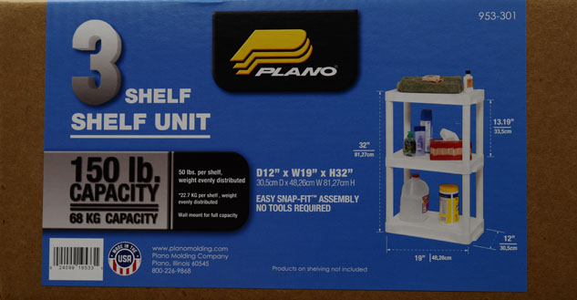 Plano 12 X 20 3 Tier Shelving Unit Item 9533
