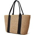 thumbnail image 2 of Bolsos de paja para mujer, bolso de mano grande para playa de verano, bolso de hombro tipo bandolera tejido a mano Ormromra WMZL-1658-1, 2 of 6