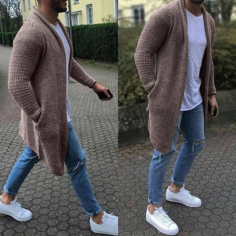 Mens long hotsell open front cardigan