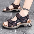 thumbnail image 6 of Mens Sports Sandals Leather Air Cushion Anti Slip Comfortable Beach Shoes Open Toe Leather Hiking Fisherman Shoes Red 9.5 US, 6 of 7