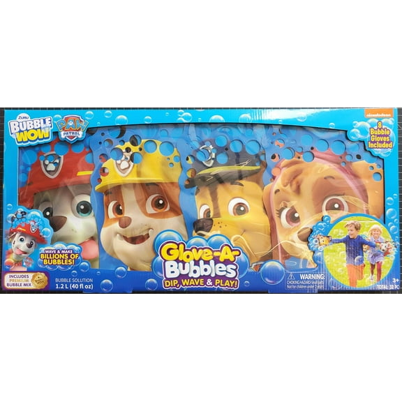 Bubble Wow Paw Patrol Wow Glove-A-Bubbles Wave & Play- 8 Bubble Gloves