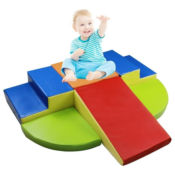 6-Piece Baby Soft Foam Climbing Blocks Set, PU Leather Non Slip Foam Play Gym Climbing Structures for Toddlers 3, Indoor Climb and Crawl Activity Play Set