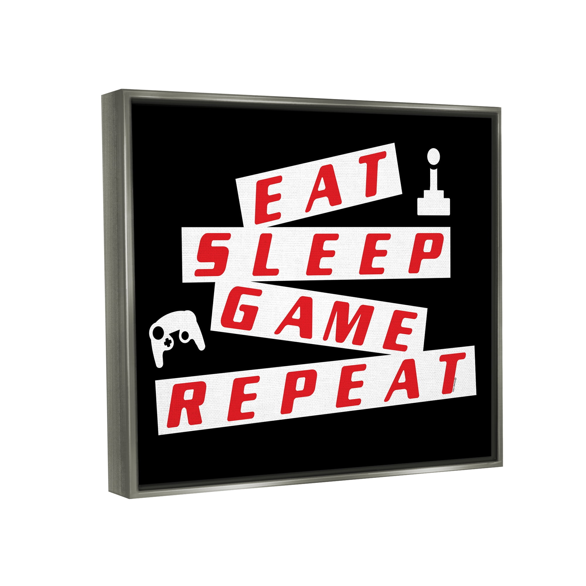 Stupell Eat Sleep Game Repeat Black Red Beauty & Fashion Painting Gray Floater Framed Art Print Wall Art