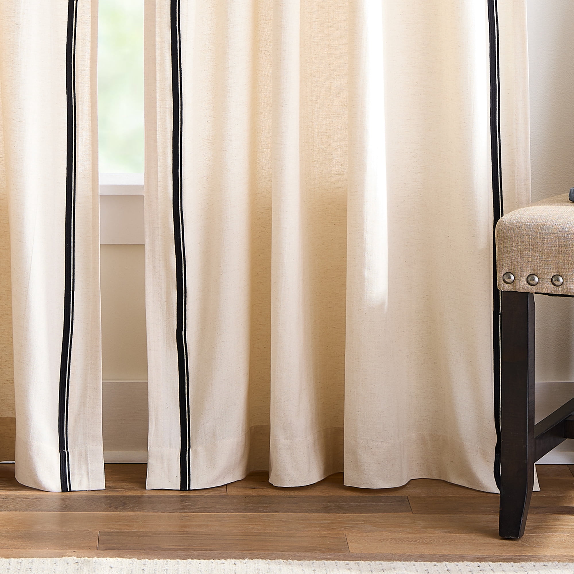 Martha Stewart Annika Curtain Panel Pair, Linen, Back Tab, Light Filtering, Indoor, Adult, 2 Piece Set, 50"x 84"