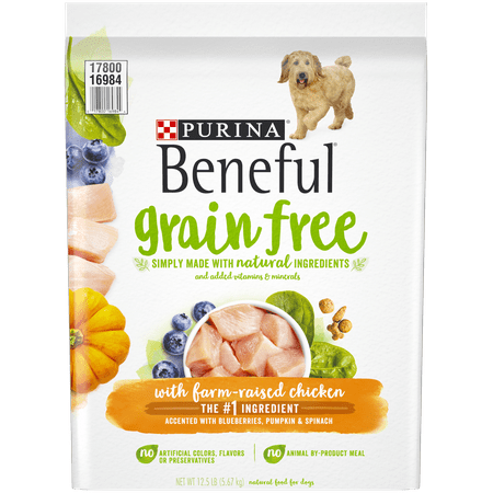 - Purina Beneful Grain Free, Natural Dry Dog Food; Grain Free With Real Farm Raised Chicken - 12.5 lb. Bag
