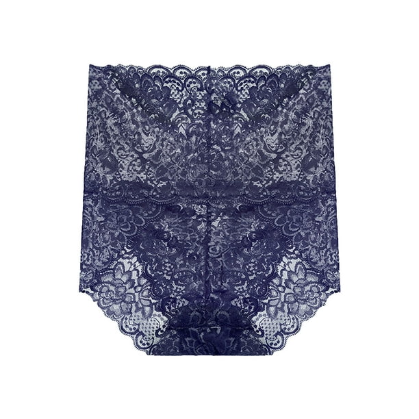 Uheoun Women's Underwear Mid Waist Briefs Seamless Underwear Lace