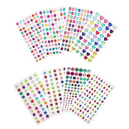 CCOCC 8 Sheets Diamond Sticker Set Stickers Face Jewels Child Gems Crystal Acrylic Plastic Face Gems for Kids
