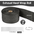 thumbnail image 2 of QenASHaing Exhaust Heat Wrap Roll, 1" x 16' Fiberglass Heat Shield Tape, Black Header Wrap with 4 pcs Stainless Ties for Motorcycle Car Truck Exhaust Pipes, 2 of 7