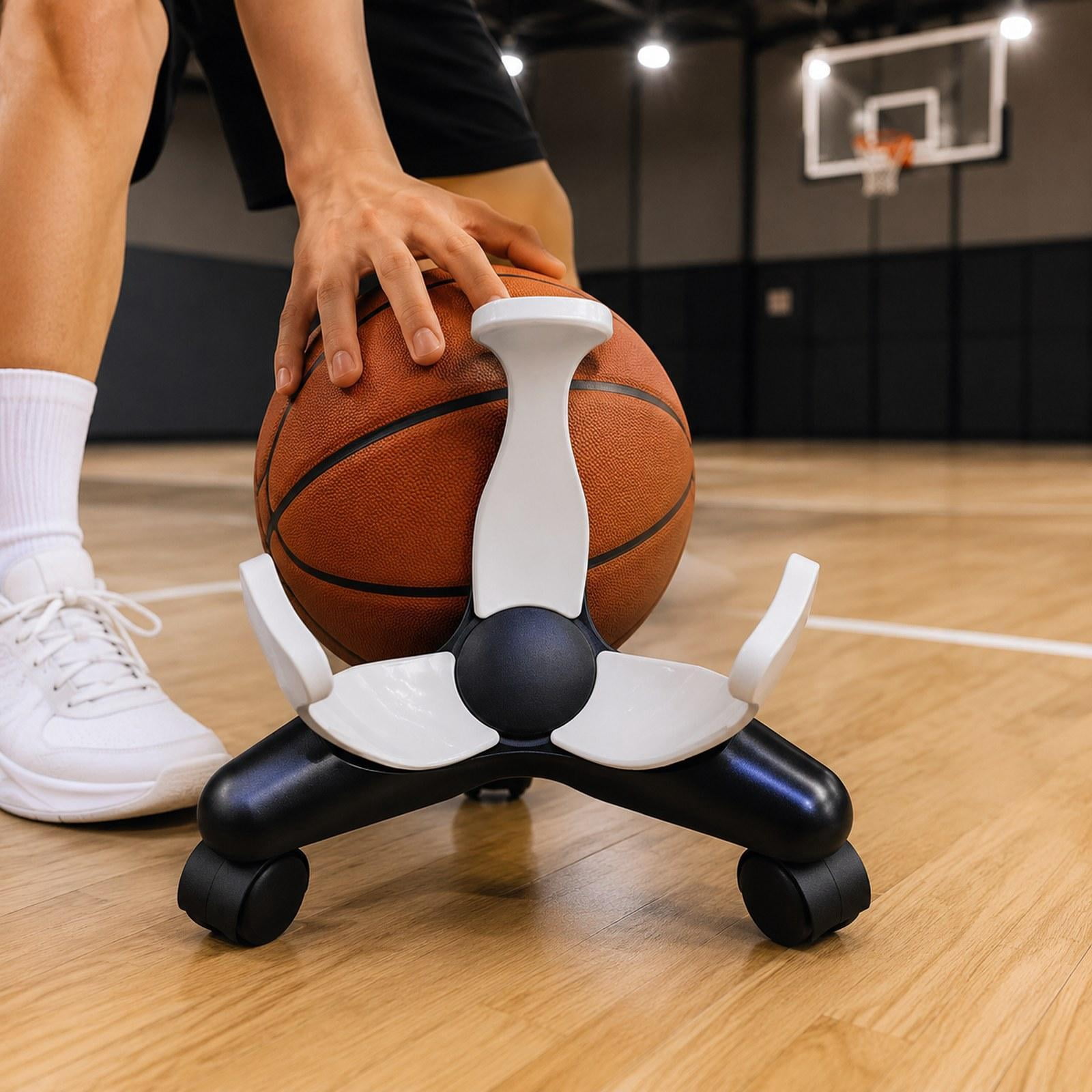 harayaa Low Center Dribbling Sliding Clamp Improve Skills Professional with 360 degree Casters Basketball Training Equipment Flexible Clamp White
