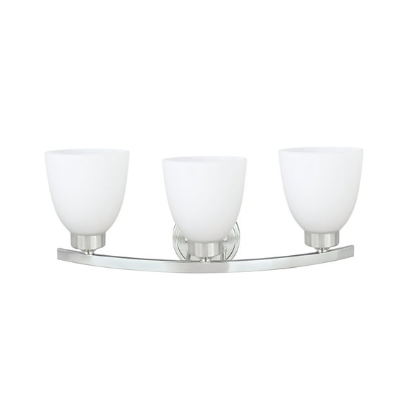 Aspen Creative 62204-1, Three-Light Metal Bathroom Vanity Wall Light Fixture, 21" Wide, Transitional Design in Satin Nickel