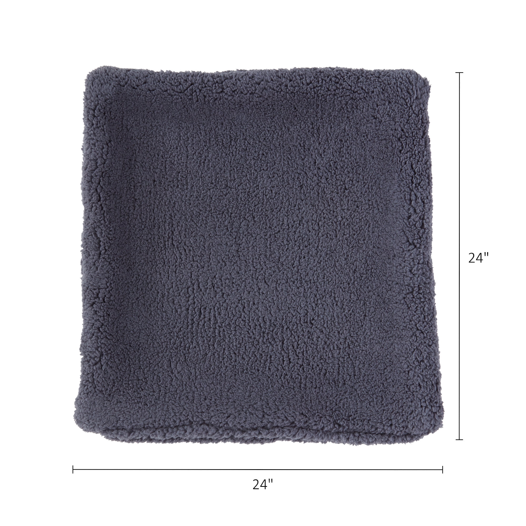 24 in. Square Sherpa Throw Pillow Cover in Blue Steel