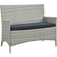 thumbnail image 4 of Modway Bridge 4-Piece Rattan Outdoor Patio Conversation Set in Light Gray/Navy, 4 of 10