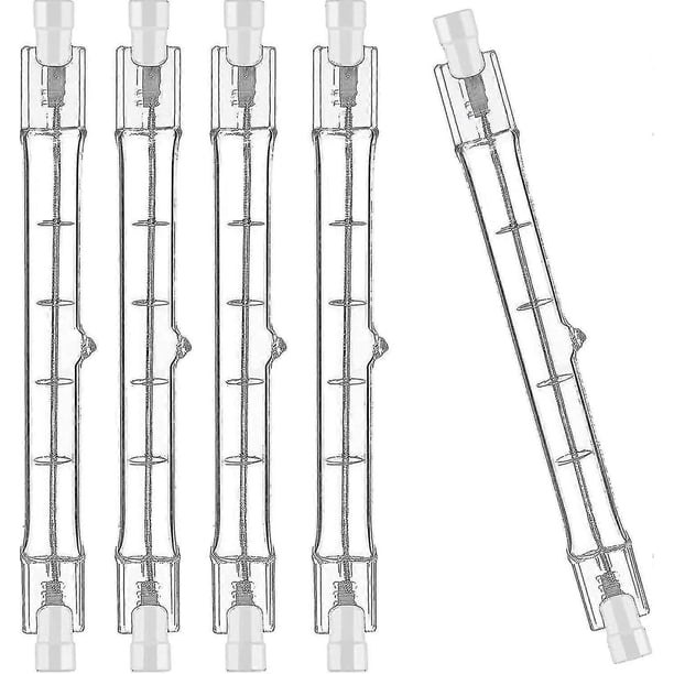 Paquete de 5 bombillas halógenas R7s de 118 mm, 200 W, 230 V, varilla halógena R7s de 118 mm, bombilla halógena regulable R7s para focos de construcción y iluminación de paisajes.
